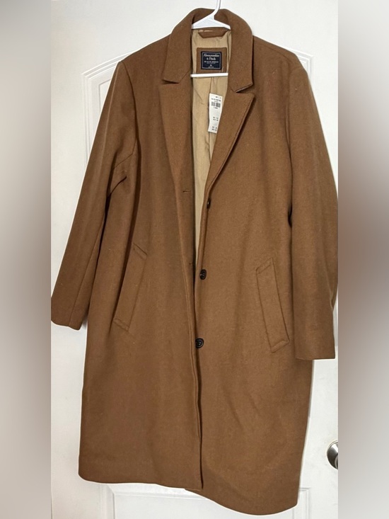 Abercrombie & Fitch Jackets & Blazers - Abercrombie & Fitch Women's Camel Brown Wool-Blend Trench Coat
